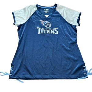 NFL Team Apparel Tennessee Titans Shirt Womens XL Blue Studded Lace Up Side Top